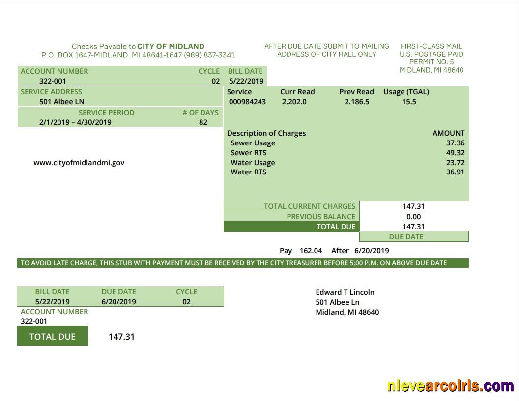 USA Michigan water utility bill